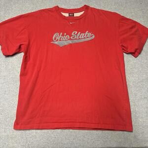 VINTAGE Nike Center Swoosh T Shirt Mens Large Gray OHIO STATE BUCKEYES 90s